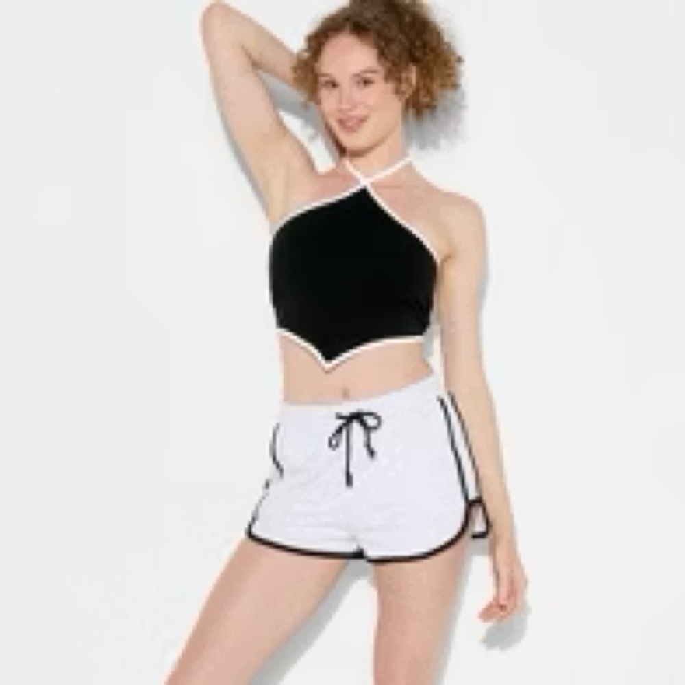 Wild Fable Halter Game Day Cropped Tie Back Top Football Charms Sz Small | NWT